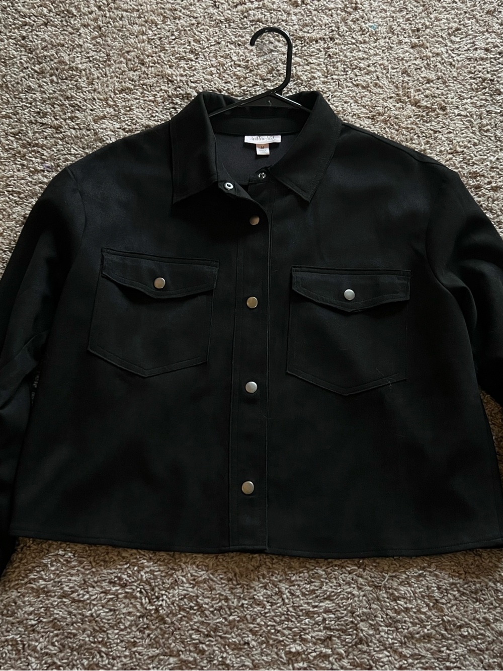 Classic Black Suede Button-Up Jacket